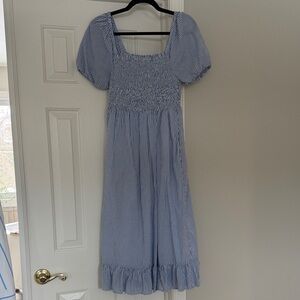 J. Crew Factory Blue Striped Midi Dress